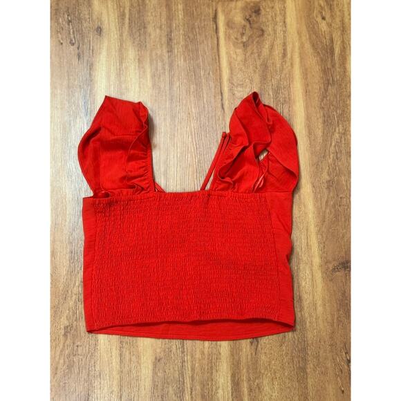 NWT! Lola Grace Cropped Off the Shoulder Top - Medium - Bright Red - Picture 3 of 3